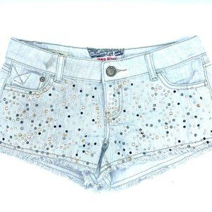 HOT KISS Light Washed Studded Denim Shorts Size 1